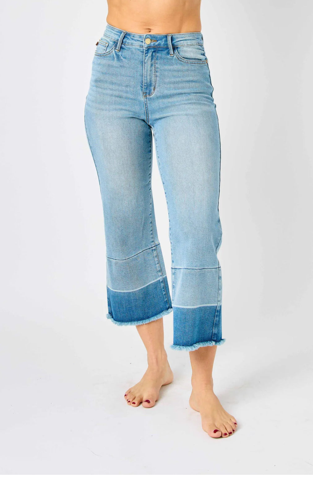 Judy Blue High Waist Release Hem Wide Leg Jeans