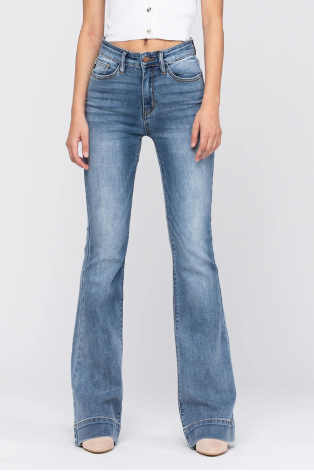 Judy Blue Mid Rise Trouser Flare denim