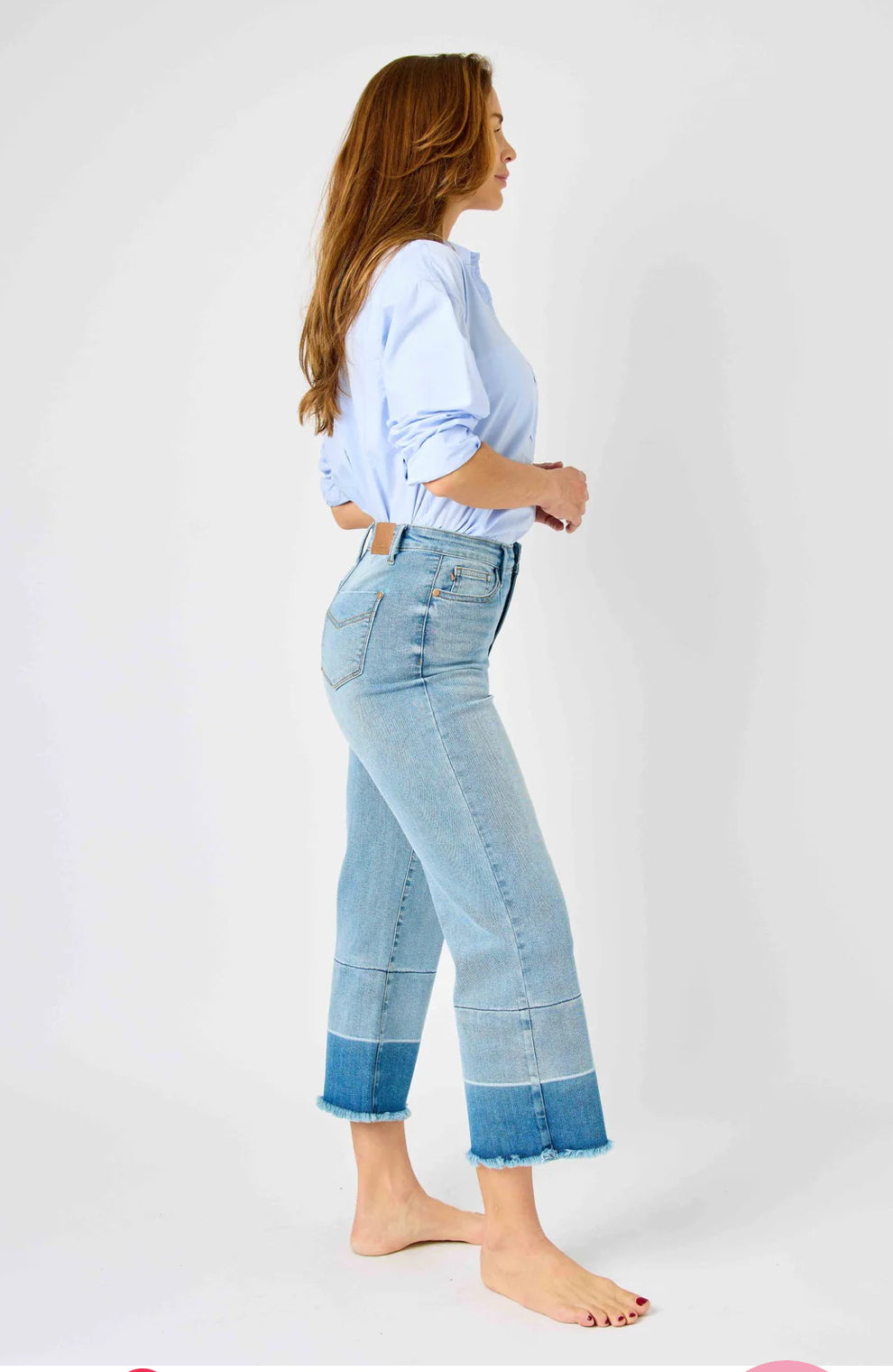 Judy Blue High Waist Release Hem Wide Leg Jeans