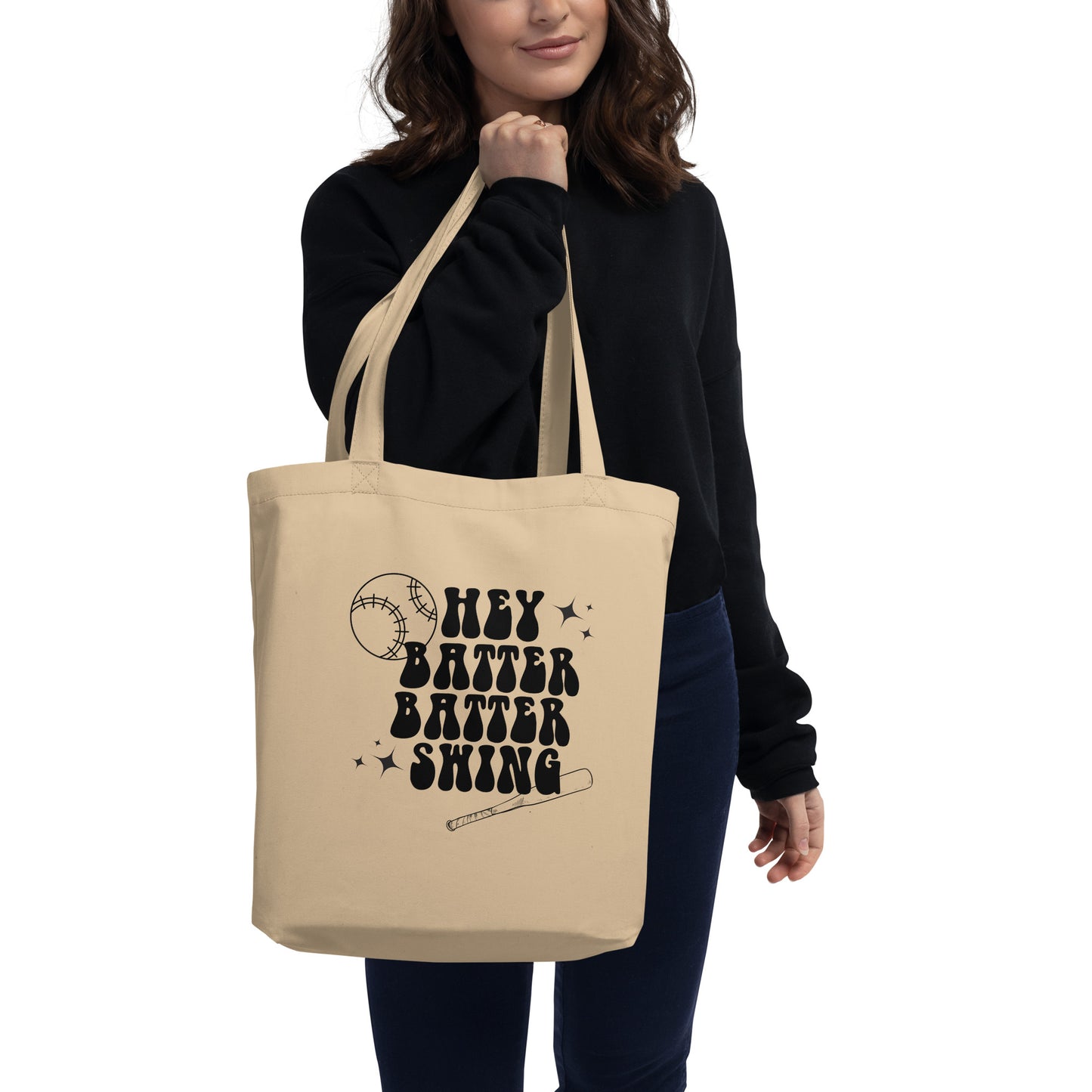 Batter batter swing Eco Tote Bag, sports tote, baseball tote, softball tote, Mom sport tote
