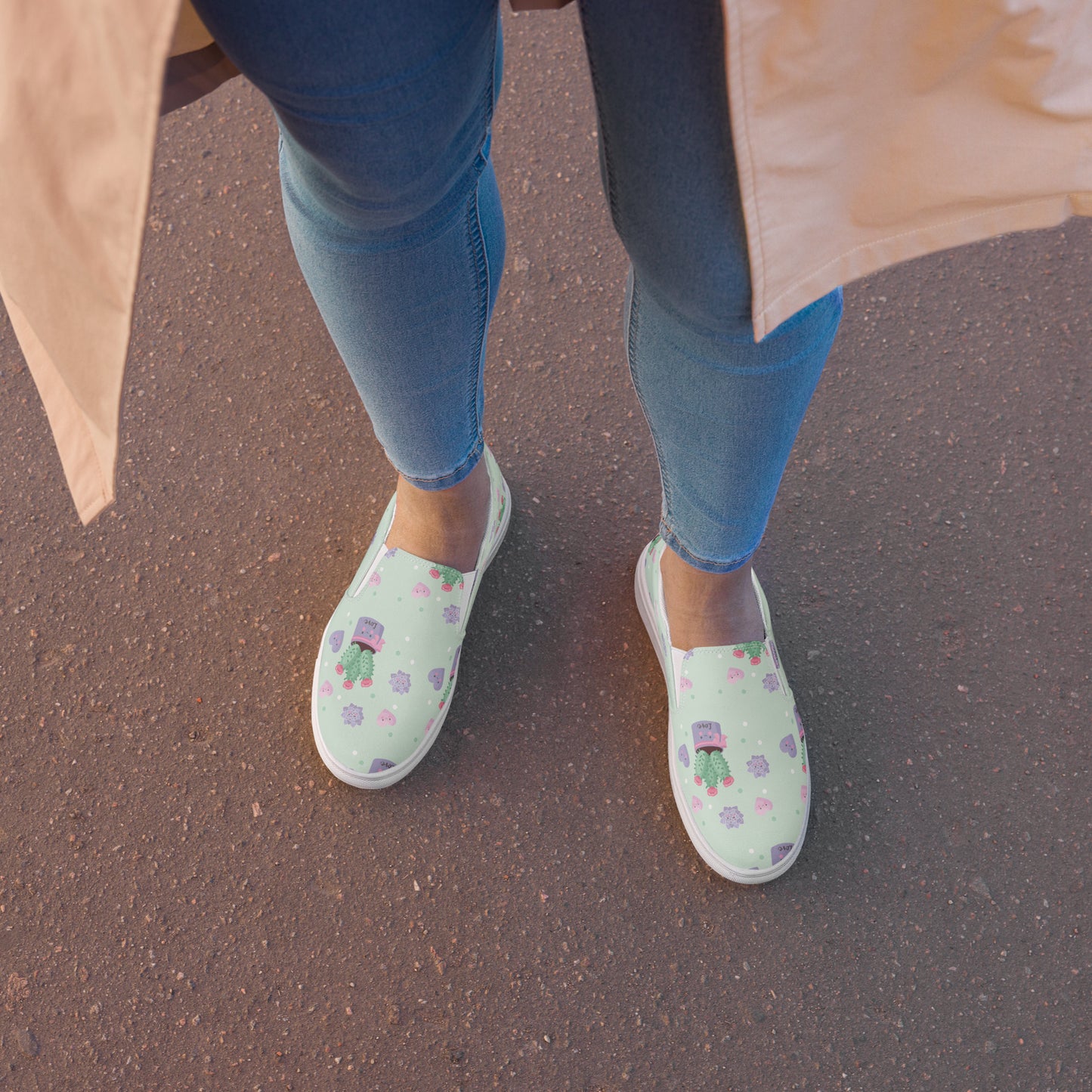 Cactus design Women’s slip-on canvas shoes