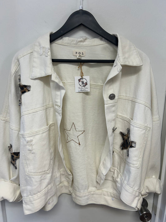 POL denim white jacket large